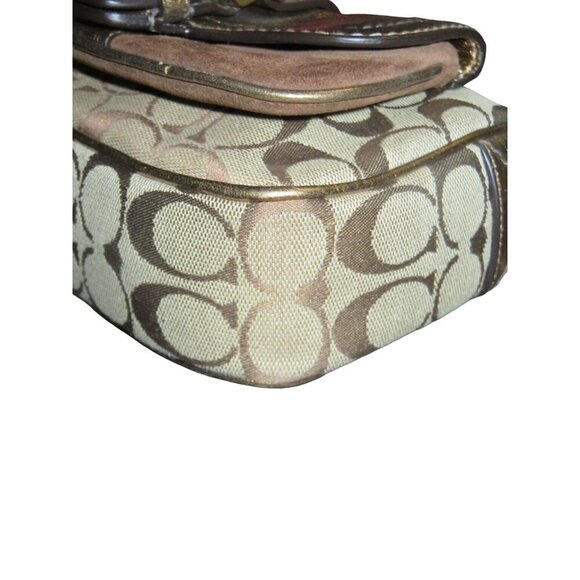 Coach 2004 Special Edition Signature C Khaki Bronze Canvas Suede & Leather Buckl - Picture 12 of 15